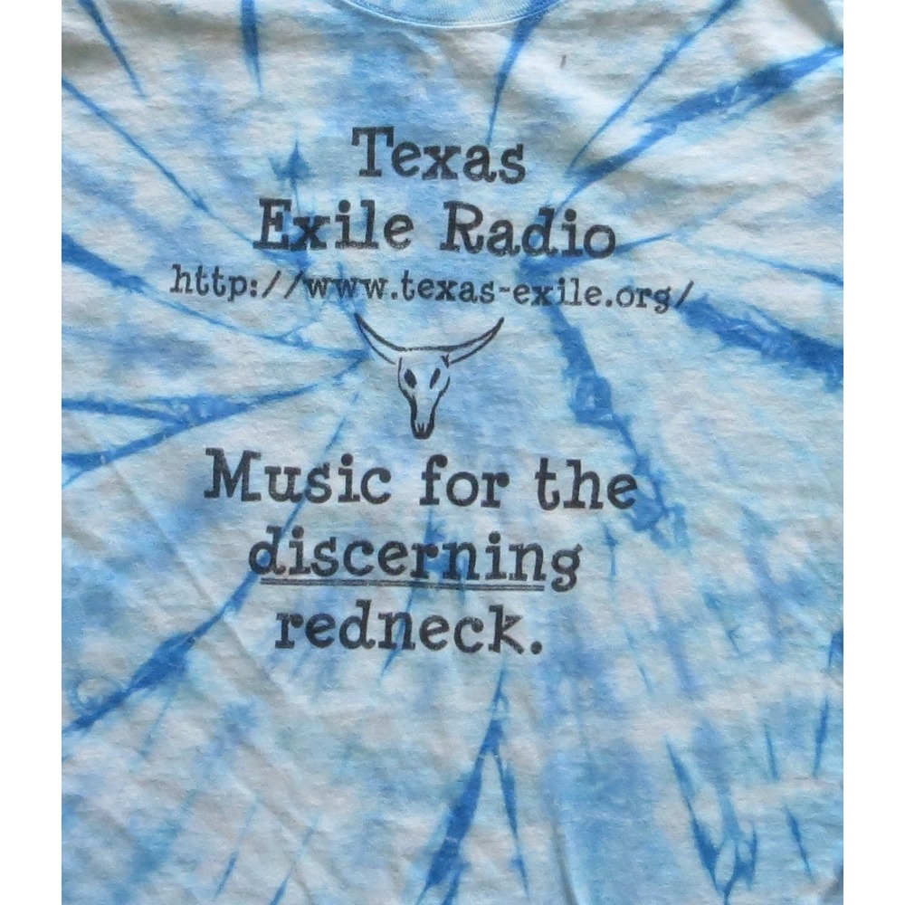 Texas Exile Radio Shirt Mens Large Blue Tie Dye Discern Discerning Redneck Music